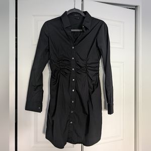 Theory Ruched Black Button Down Dress - image 1